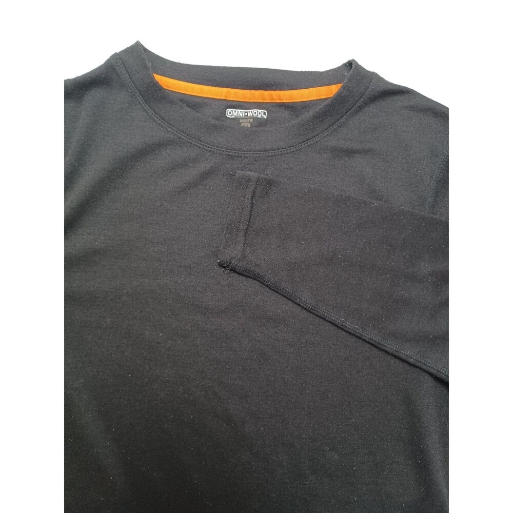Omni Wool Mens‎ Medium Long Sleeve Mid-Weight Wool Blend Base Layer Shirt Black